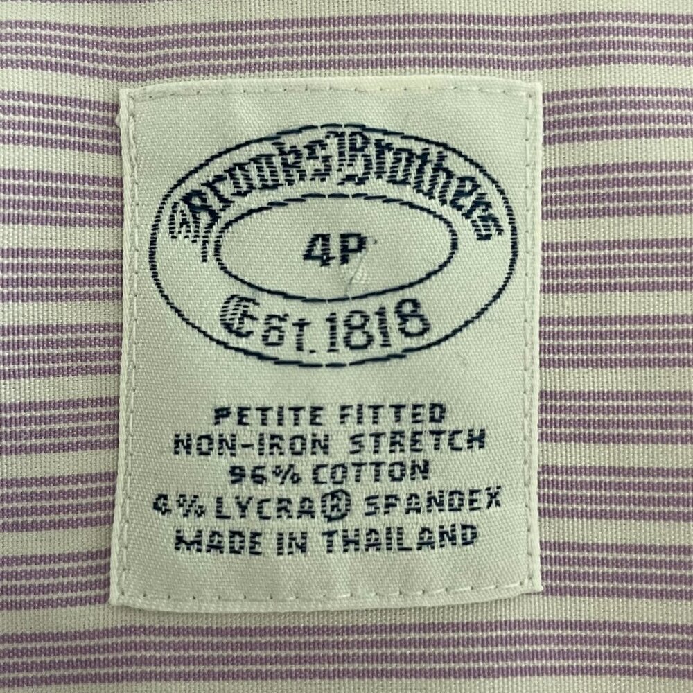 Brooks Brothers Petite Fitted LS Button Down Striped Blouse Purple Wht Sz 4P - Picture 8 of 11